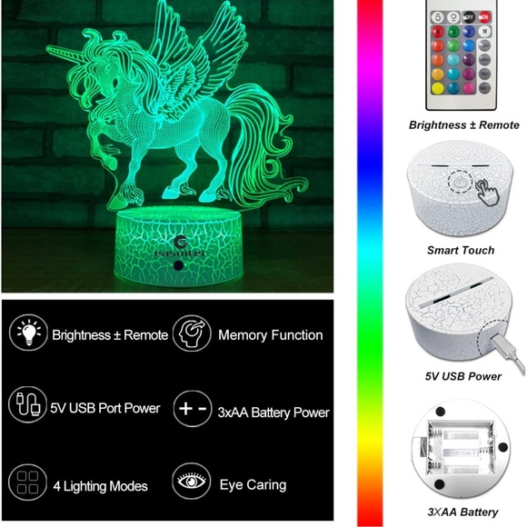 easuntec Unicorn🦄Night Lights💡w Remote & Smart Touch 7🌈+16 Colors Changing - Picture 7 of 7